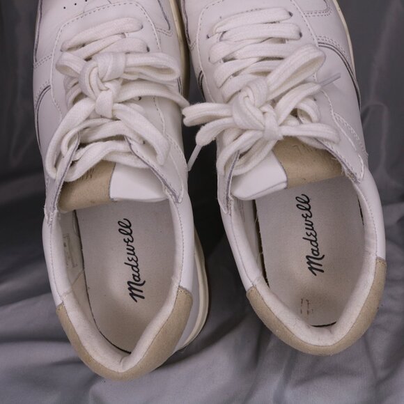 Madewell Court Sneakers White Leather Ivory Multi Low Top Lace Up Size 8.5 - Picture 9 of 9